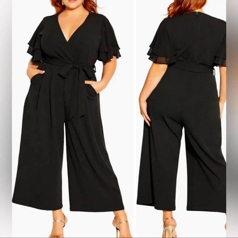 SOLD **** City chic plus size jumpsuit flutter sleeve with belt size 2xl/24